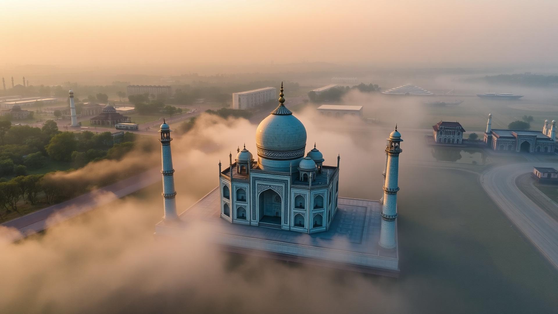 The Taj Mahal at sunrise